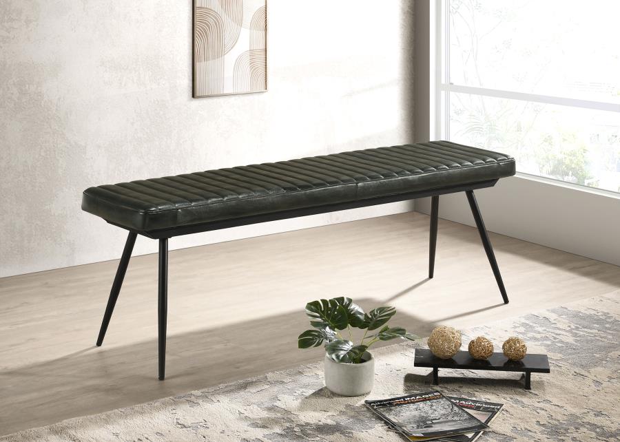 Misty Leather Upholstered Dining Bench Antique Espresso view 2