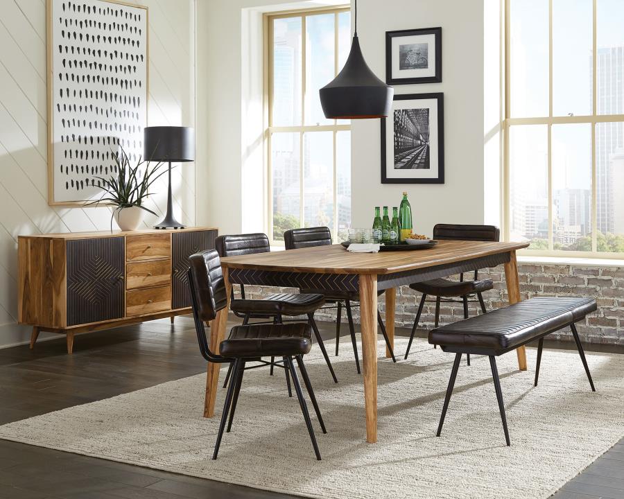 Misty Leather Upholstered Dining Bench Antique Espresso view 7