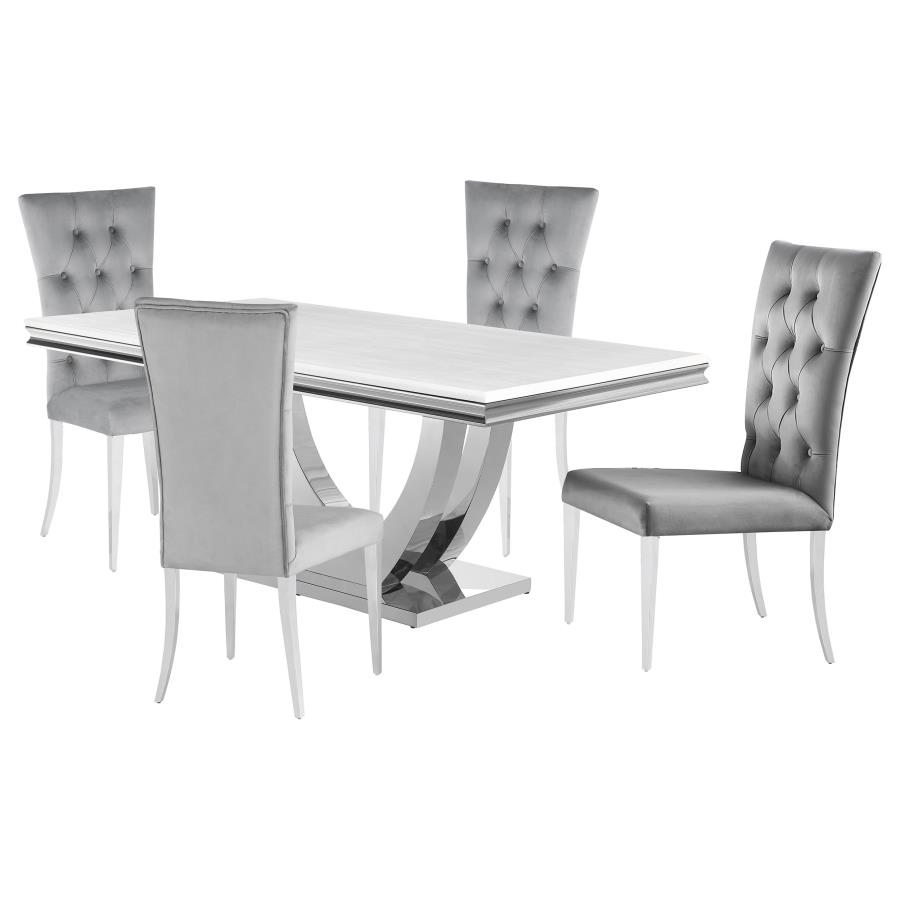 Kerwin 5-piece Rectangular Dining Table Set Grey and Chrome view 2