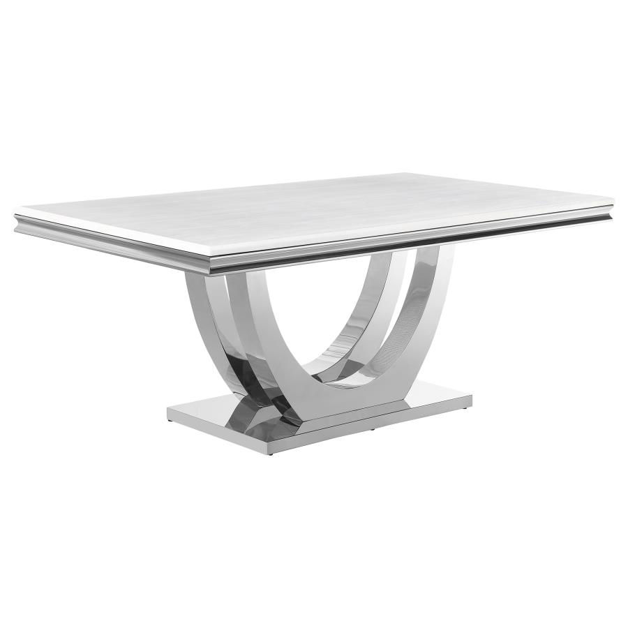 Kerwin 7-piece Rectangular Dining Table Set Grey and Chrome view 3
