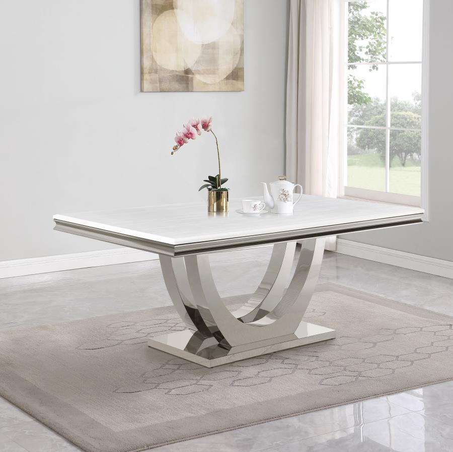 Kerwin Rectangular 71-inch Stone Top Dining Table White view 2