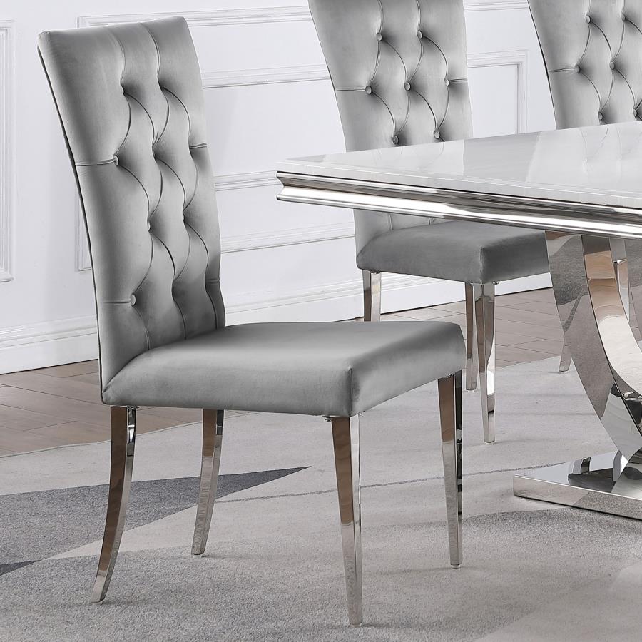Kerwin Velvet Upholstered Dining Side Chair Grey (Set of 2) view 2