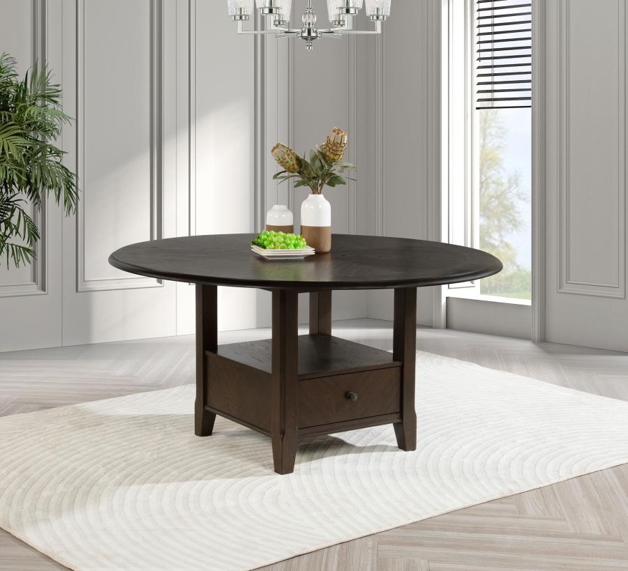 Twyla 60-inch Round Dining Table with Drawer Dark Cocoa view 2