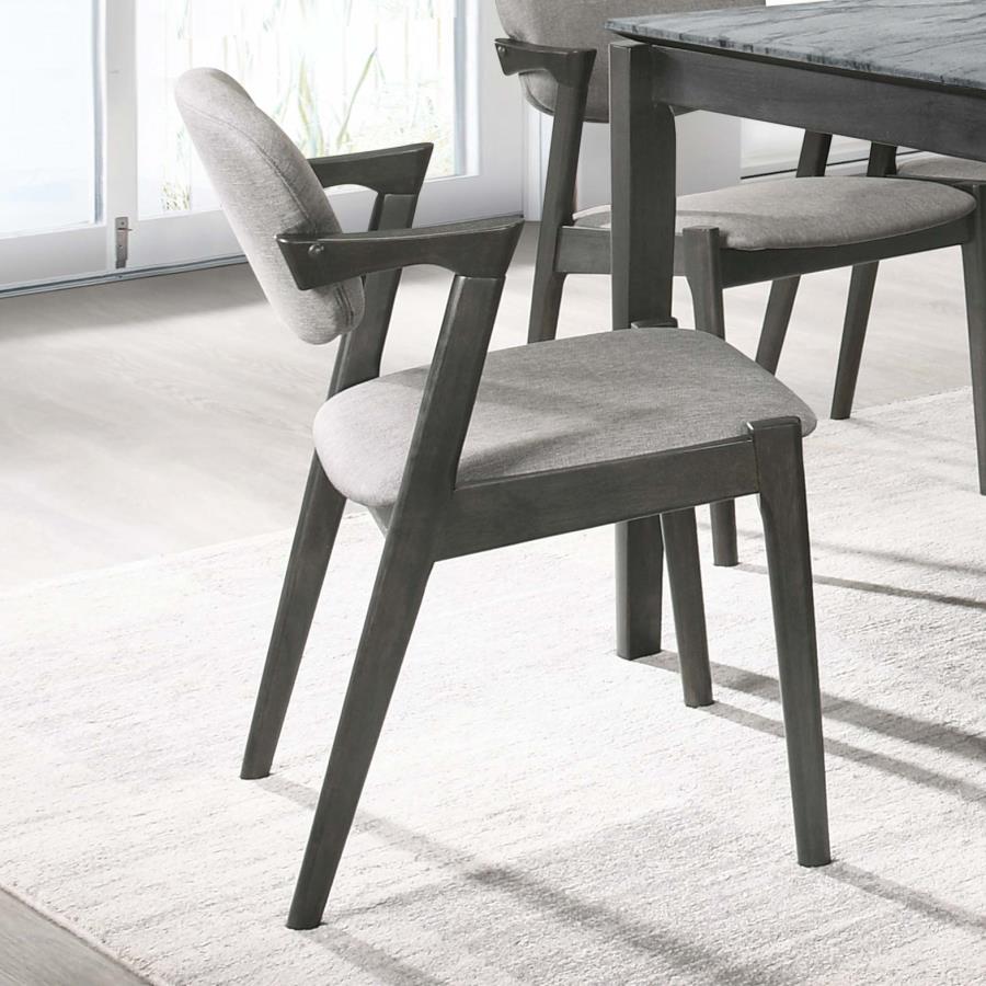 Stevie Padded Wood Dining Arm Chair Black (Set of 2) view 2