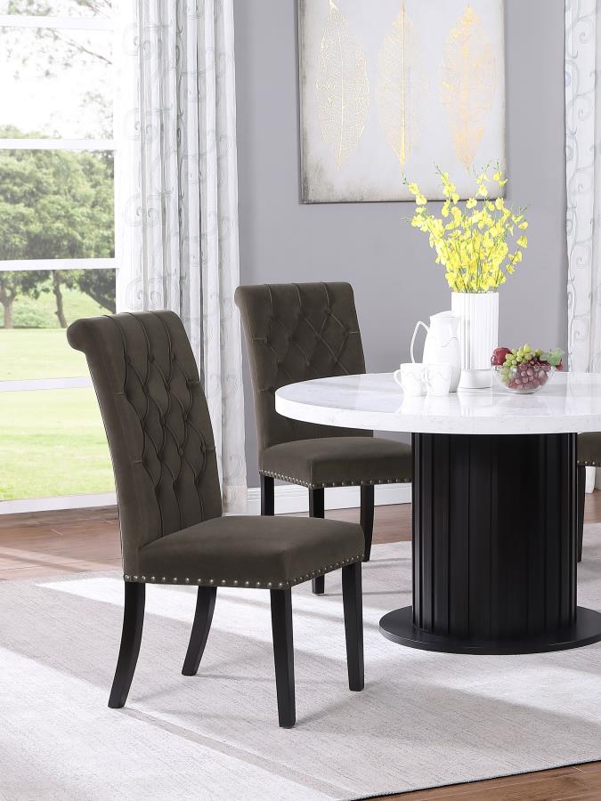 Alana Velvet Upholstered Dining Side Chair Brown (Set of 2) view 2