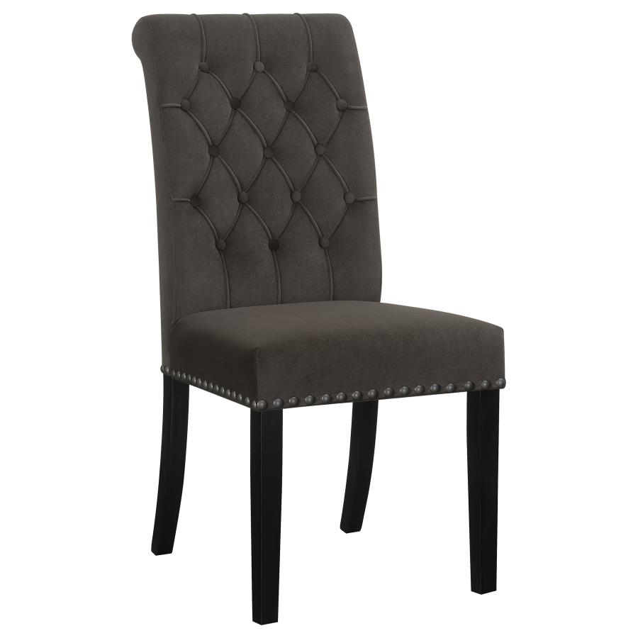 Alana Velvet Upholstered Dining Side Chair Brown (Set of 2) view 3