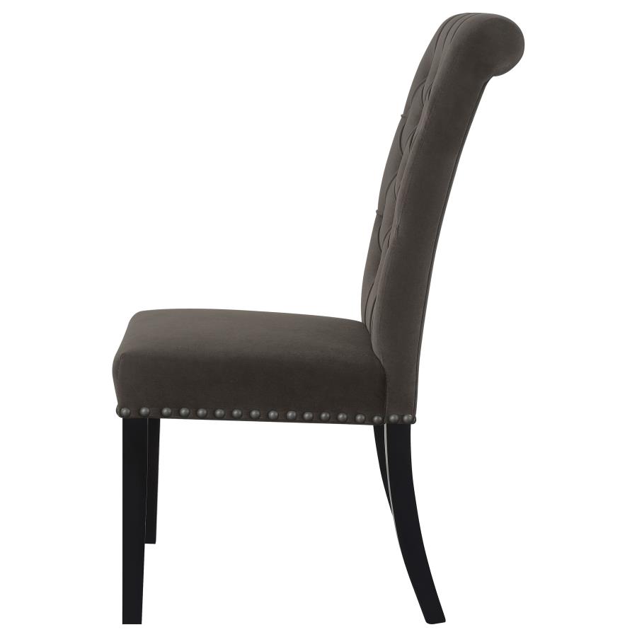 Alana Velvet Upholstered Dining Side Chair Brown (Set of 2) view 6