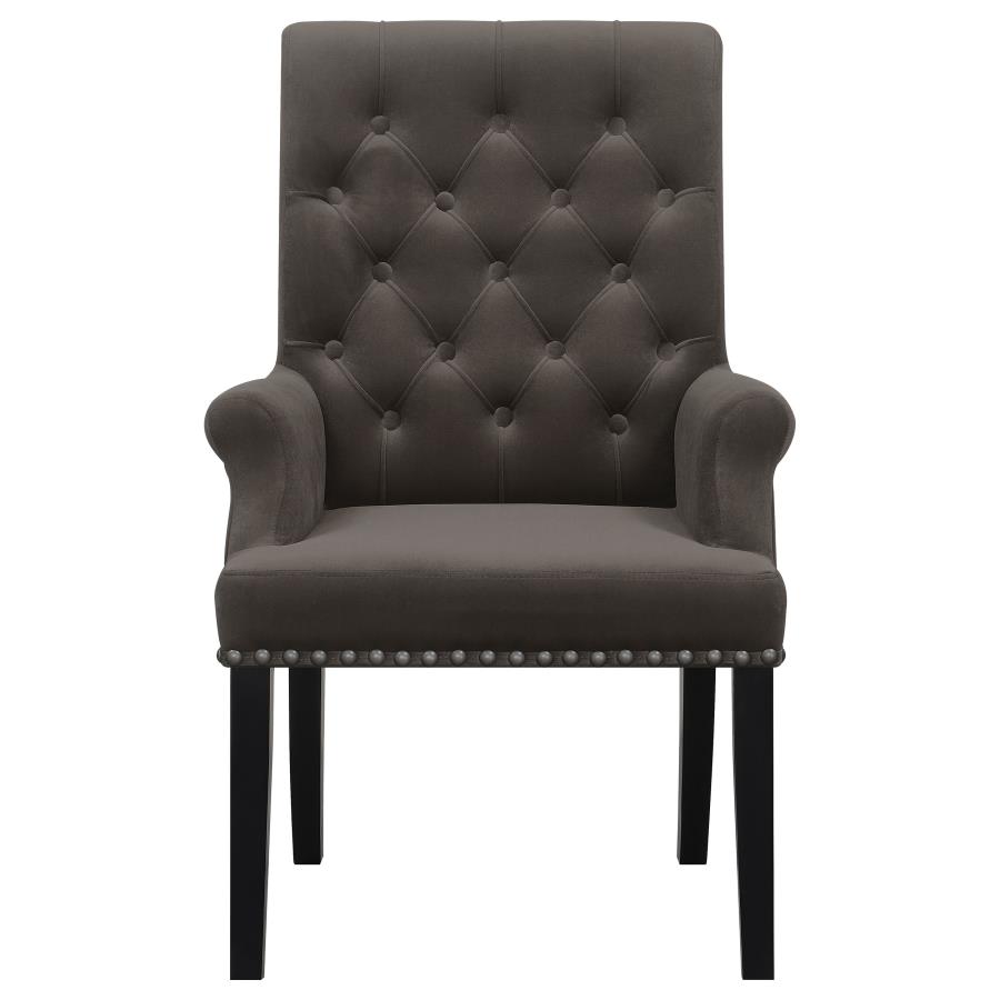 Alana Velvet Upholstered Dining Arm Chair Brown view 3
