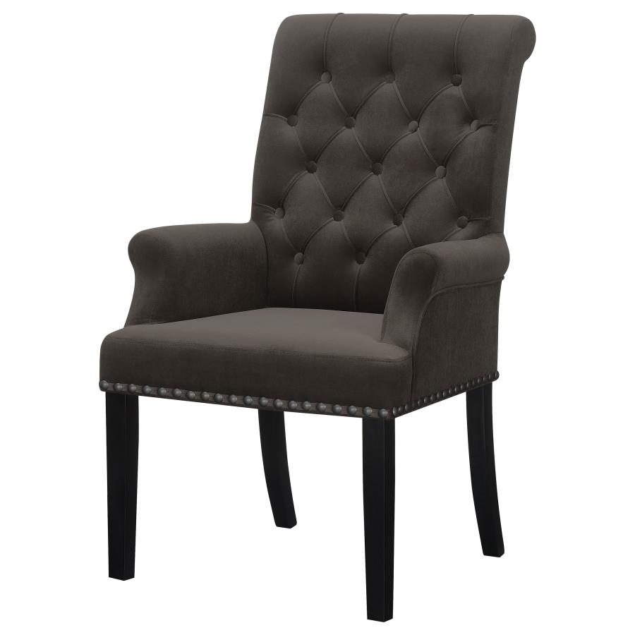 Alana Velvet Upholstered Dining Arm Chair Brown view 4
