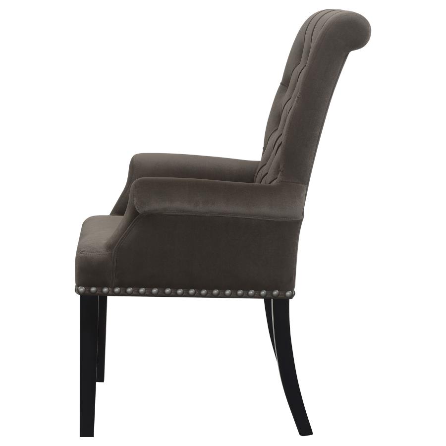 Alana Velvet Upholstered Dining Arm Chair Brown view 5