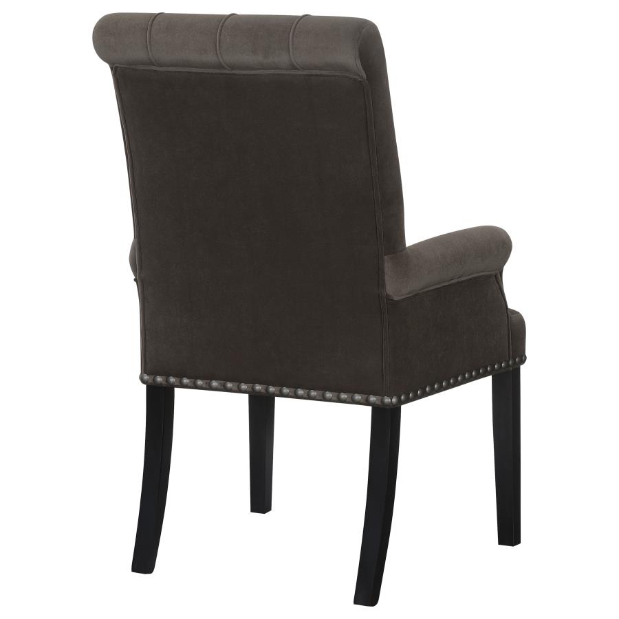 Alana Velvet Upholstered Dining Arm Chair Brown view 7