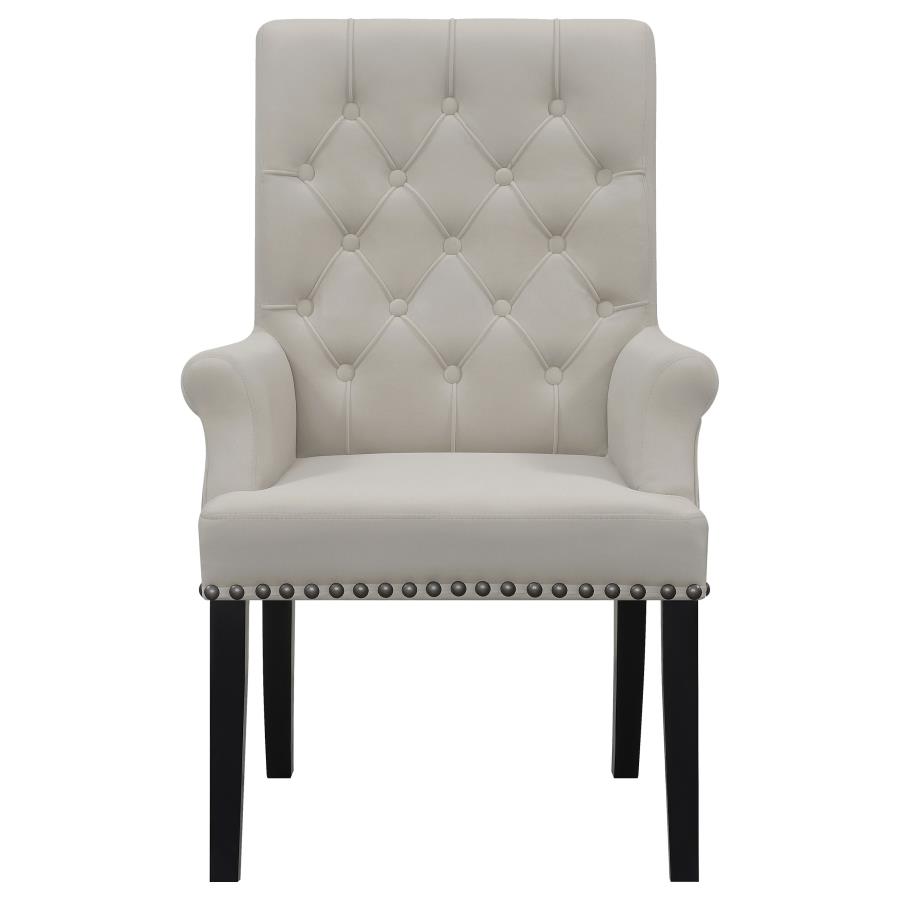 Alana Velvet Upholstered Dining Arm Chair Sand view 3