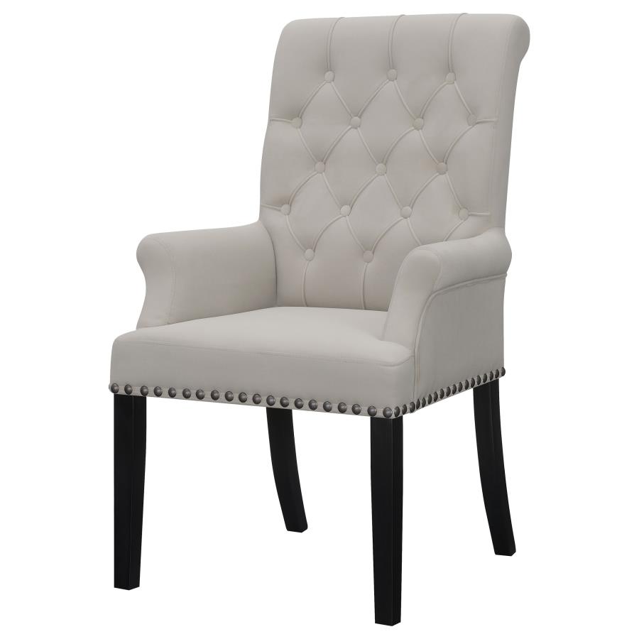 Alana Velvet Upholstered Dining Arm Chair Sand view 4