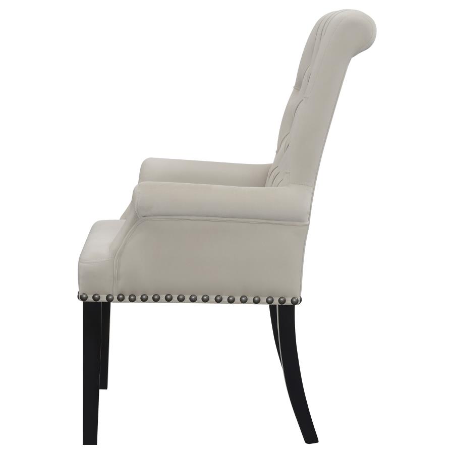 Alana Velvet Upholstered Dining Arm Chair Sand view 5