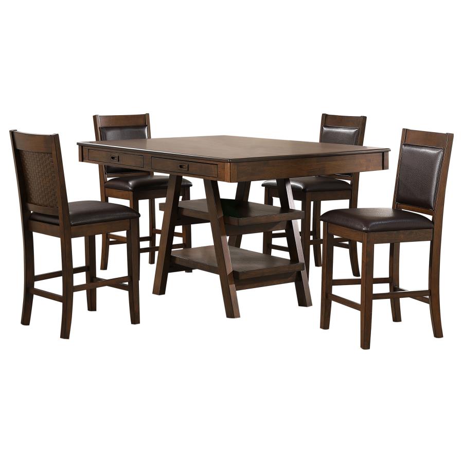 Dewey 5-piece Rectangular Dining Table Set Walnut view 2