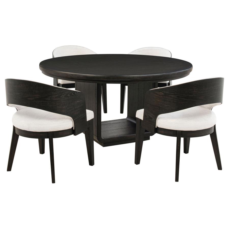 Leandro 5-piece Round Dining Table Set Burnished Black view 2