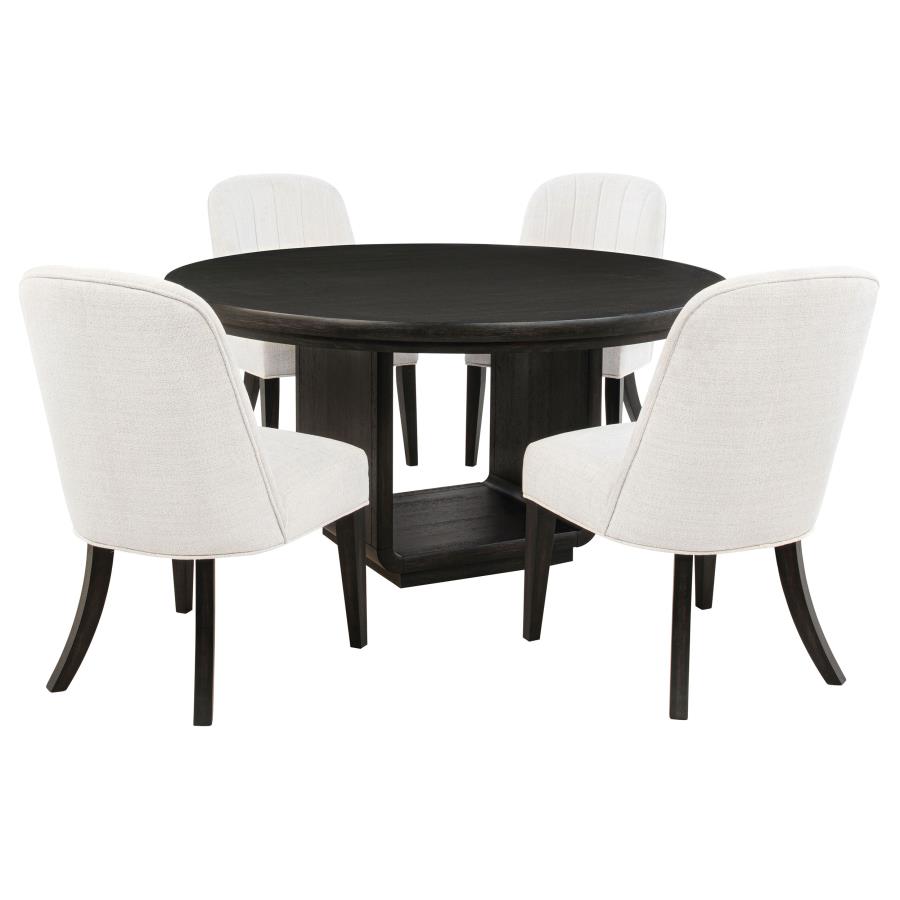 Leandro 5-piece Round Dining Table Set Burnished Black view 2