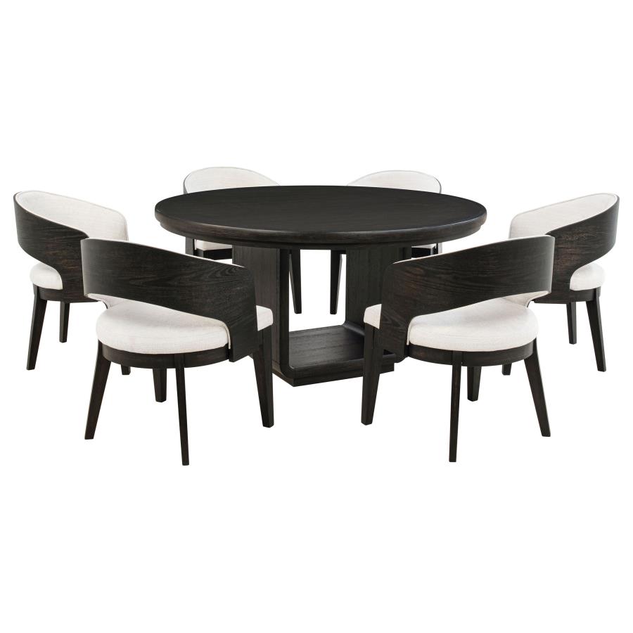 Leandro 7-piece Round Dining Table Set Burnished Black view 2
