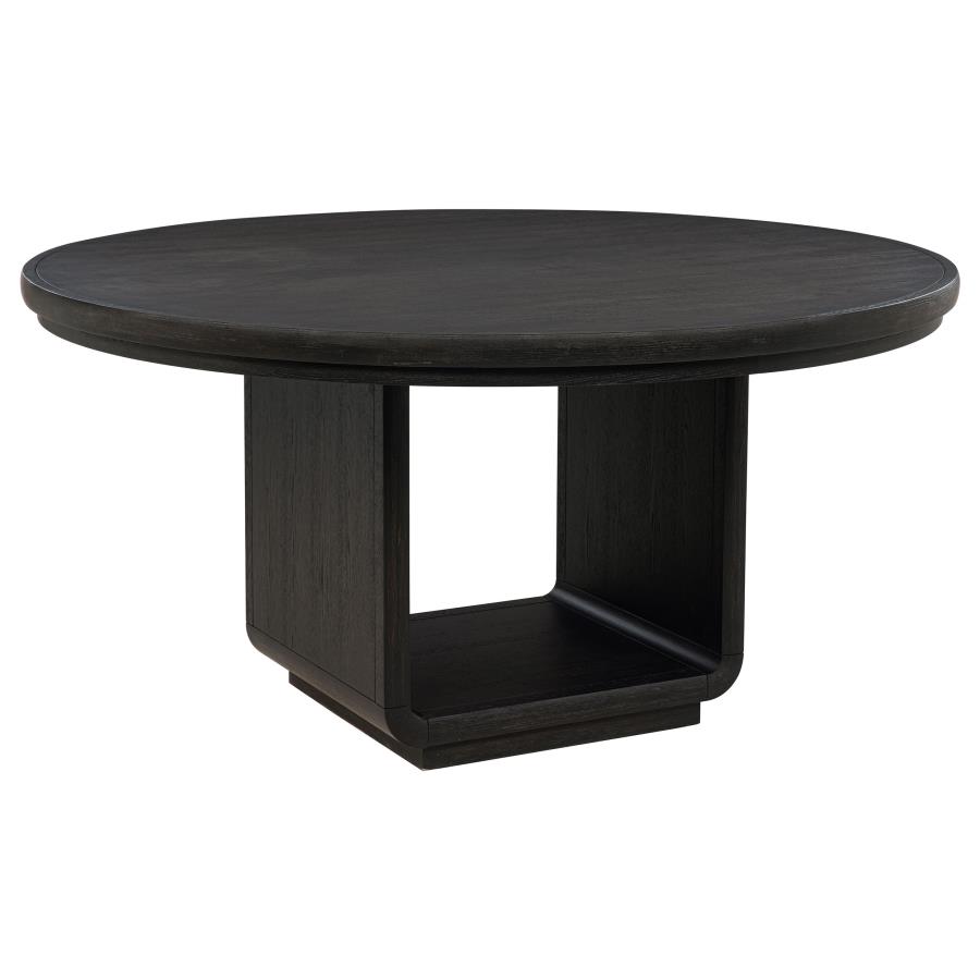 Leandro 7-piece Round Dining Table Set Burnished Black view 3