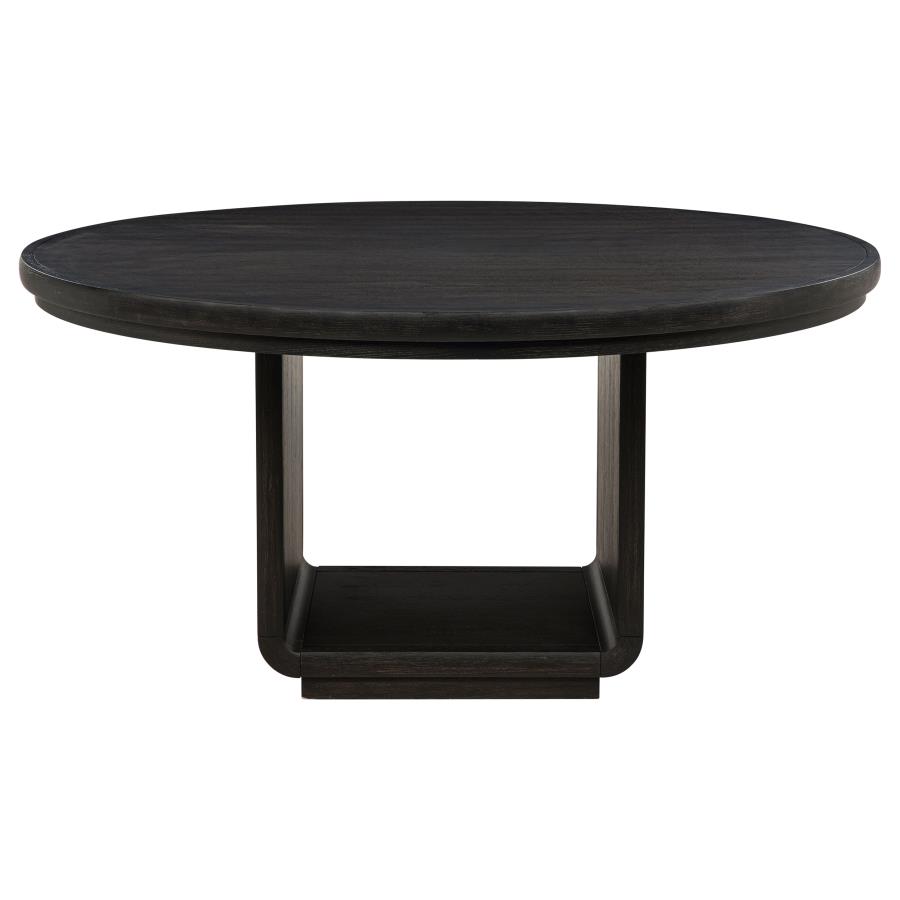 Leandro 7-piece Round Dining Table Set Burnished Black view 4