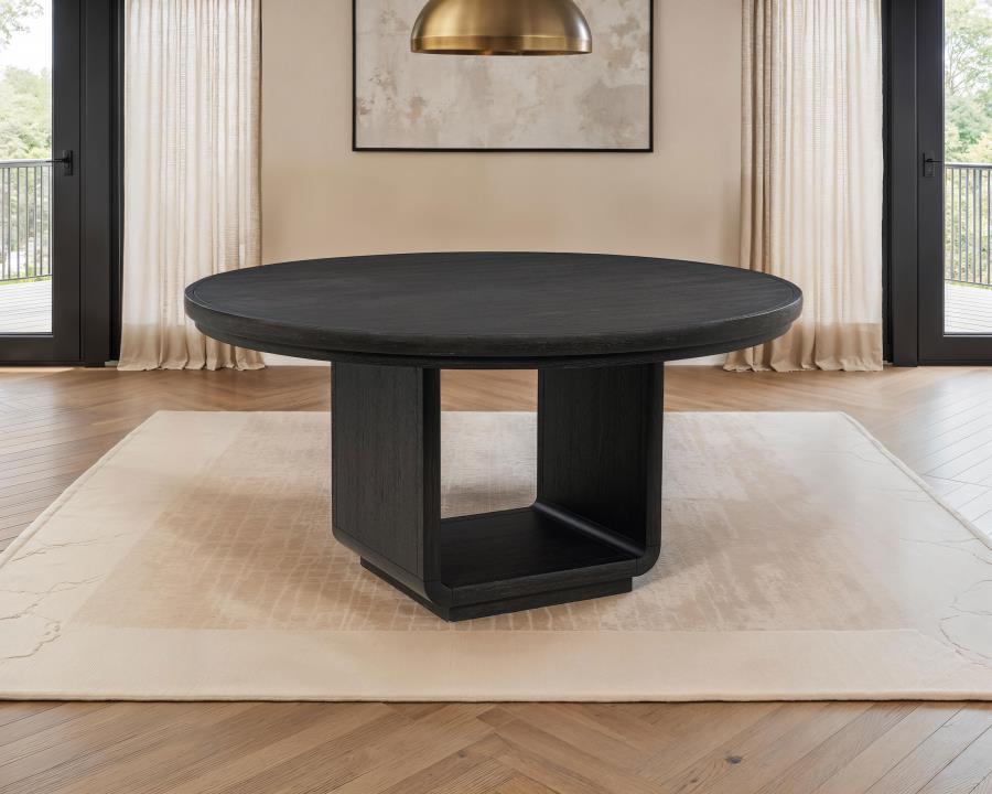 Leandro 60-inch Round Dining Table Burnished Black view 2