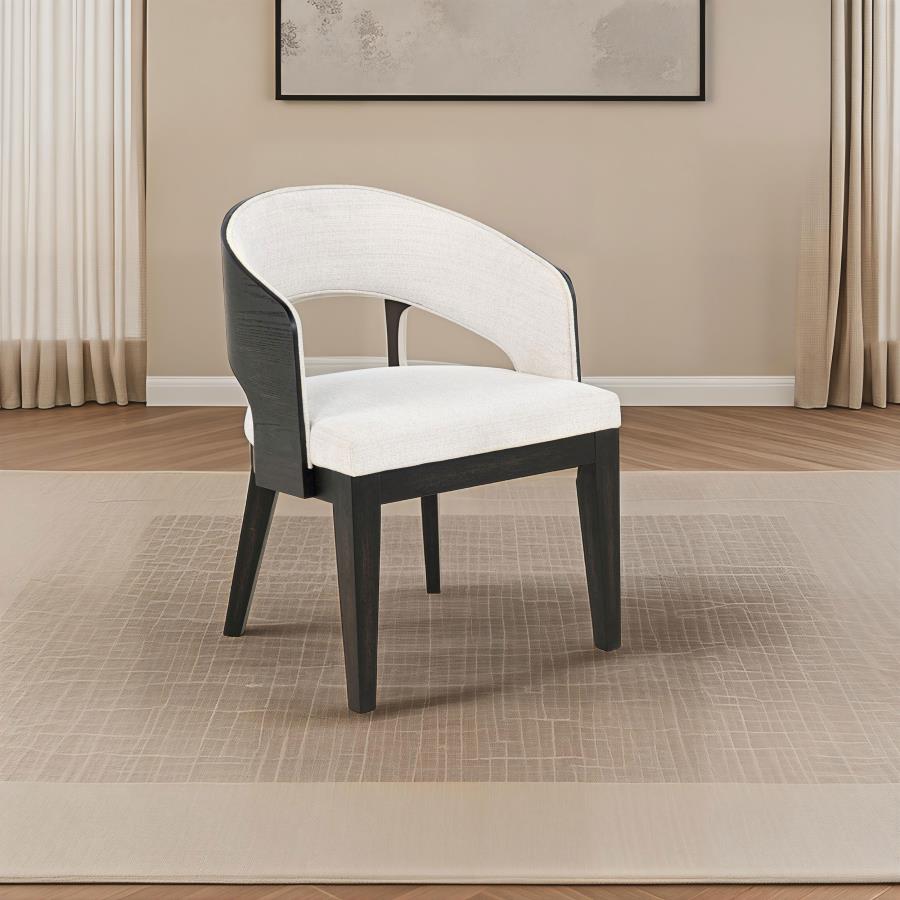 Leandro Upholstered Dining Arm Chair Cream (Set of 2) view 2