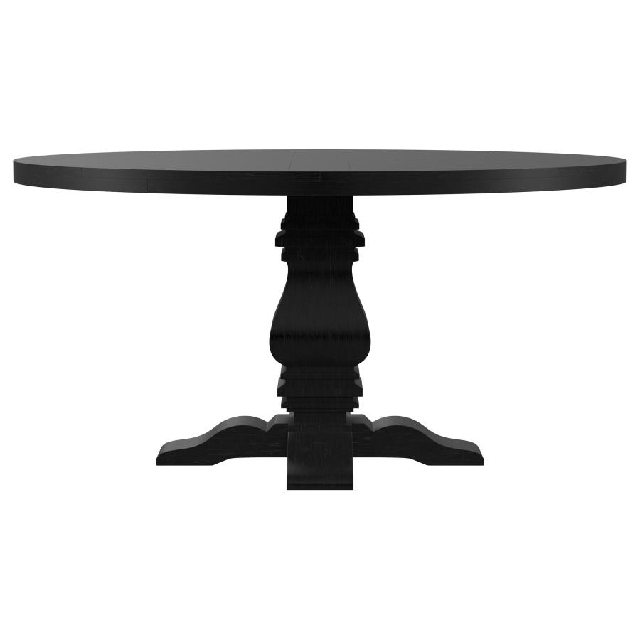 Florence Round 60-inch Pedestal Base Dining Table Black view 3