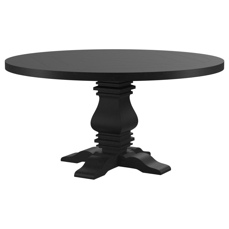 Florence Round 60-inch Pedestal Base Dining Table Black view 4