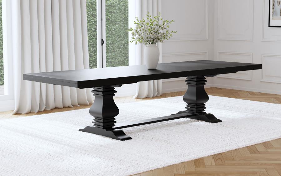Florence 126-inch Extension Dining Table Distressed Black view 2