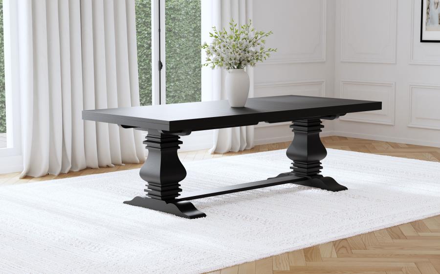 Florence 126-inch Extension Dining Table Distressed Black view 3
