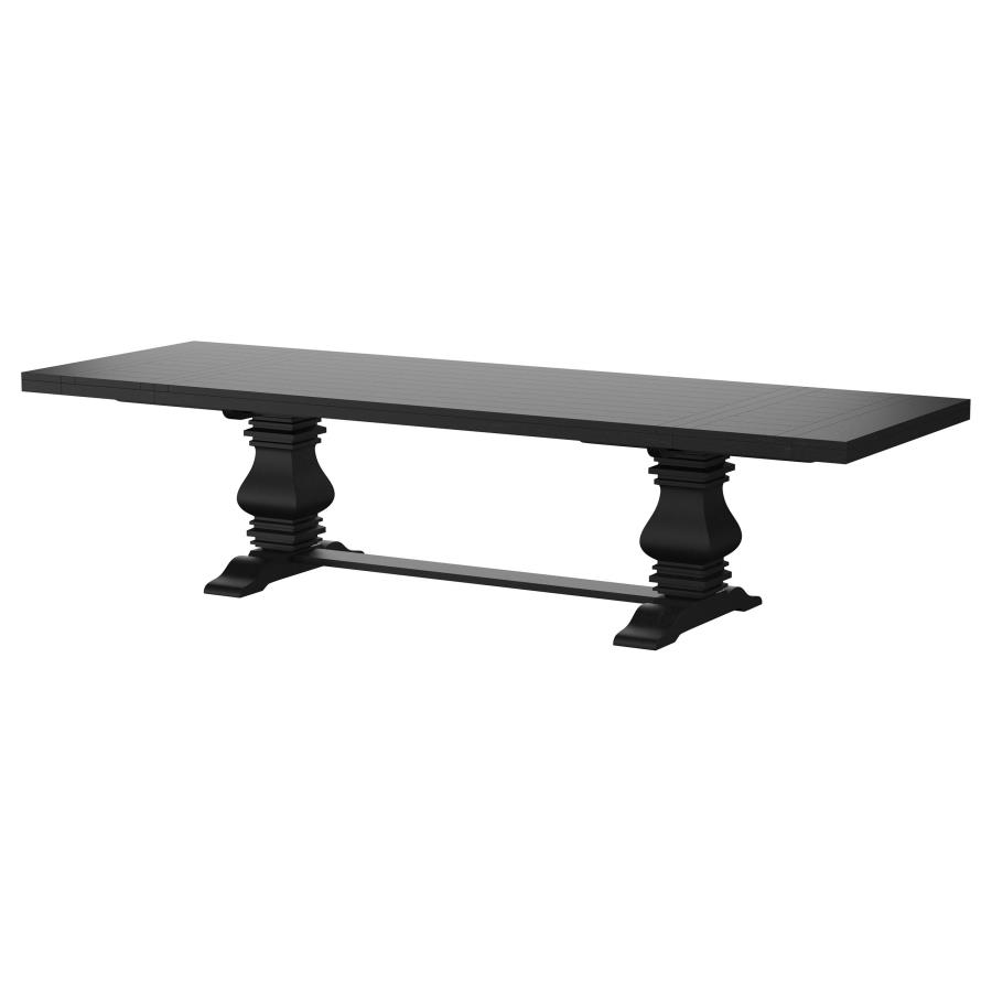 Florence 126-inch Extension Dining Table Distressed Black view 7