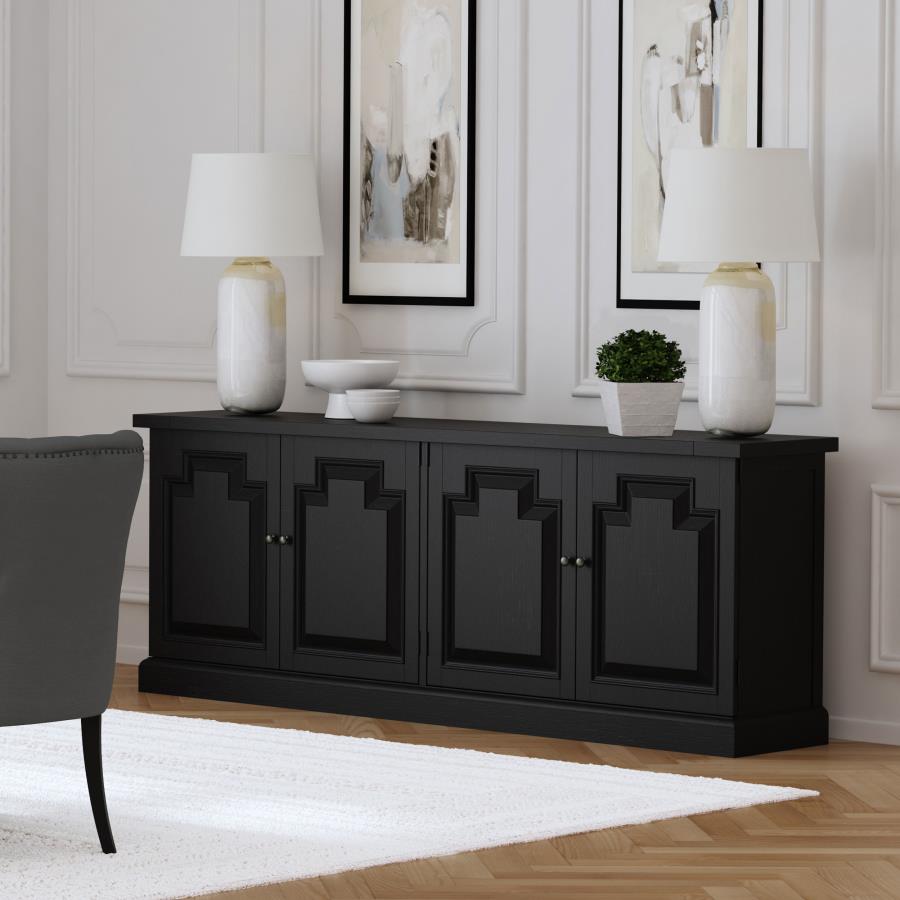 Florence 4-door Dining Sideboard Buffet Distressed Black view 2