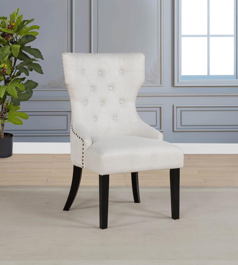 Baney Fabric Upholstered Dining Side Chair Cream and Black view 2