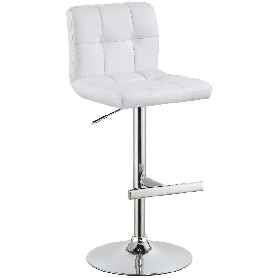 Lenny Upholstered Adjustable Bar Stool White (Set of 2) view 2