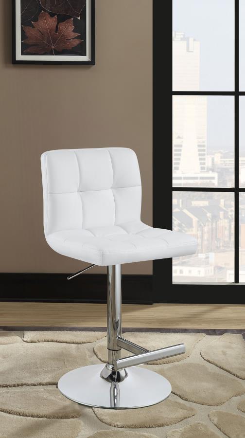 Lenny Upholstered Adjustable Bar Stool White (Set of 2) view 3