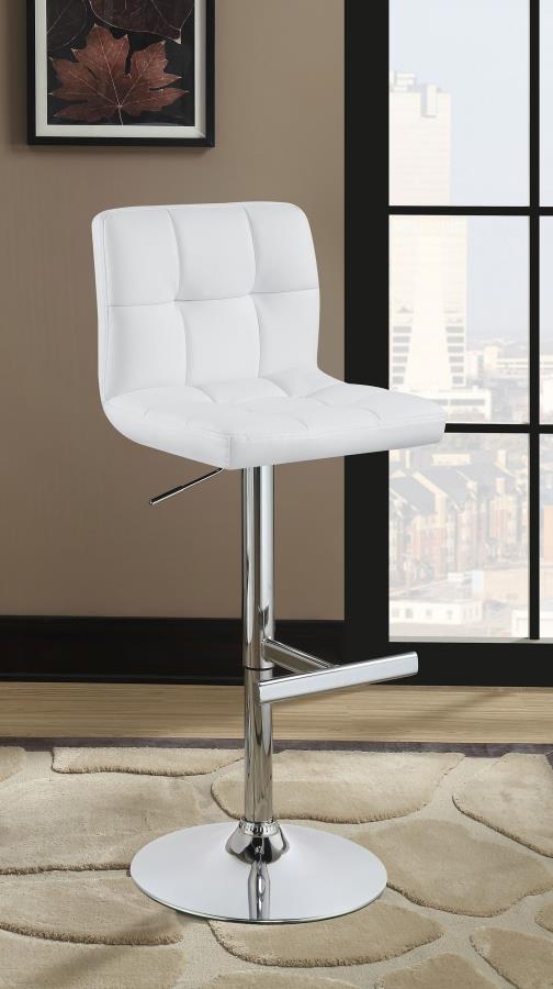 Lenny Upholstered Adjustable Bar Stool White (Set of 2) view 4