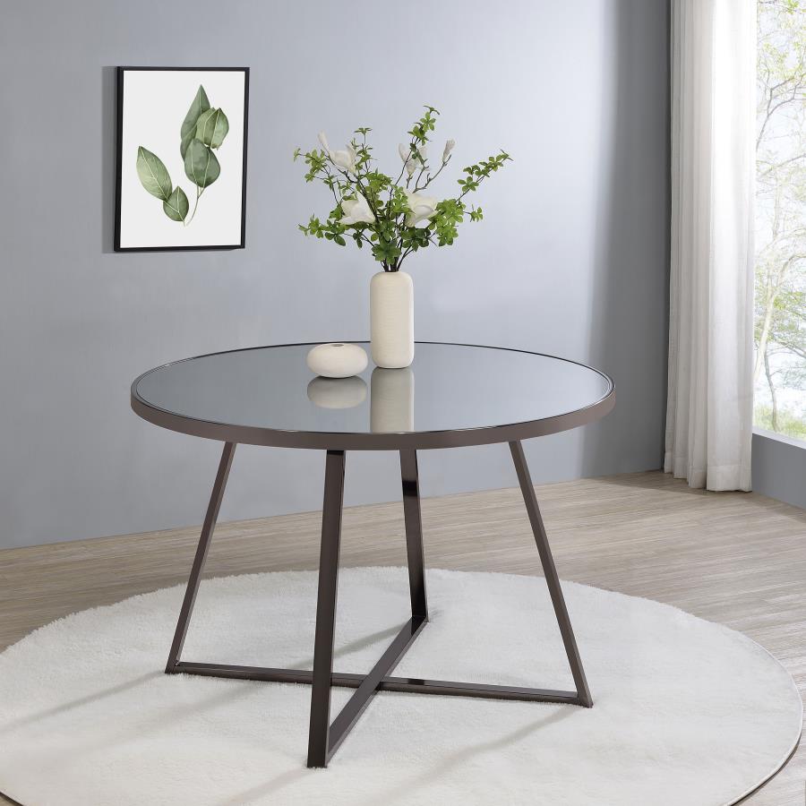 Jillian Round 45-inch Mirror Top Dining Table Black Nickel view 2