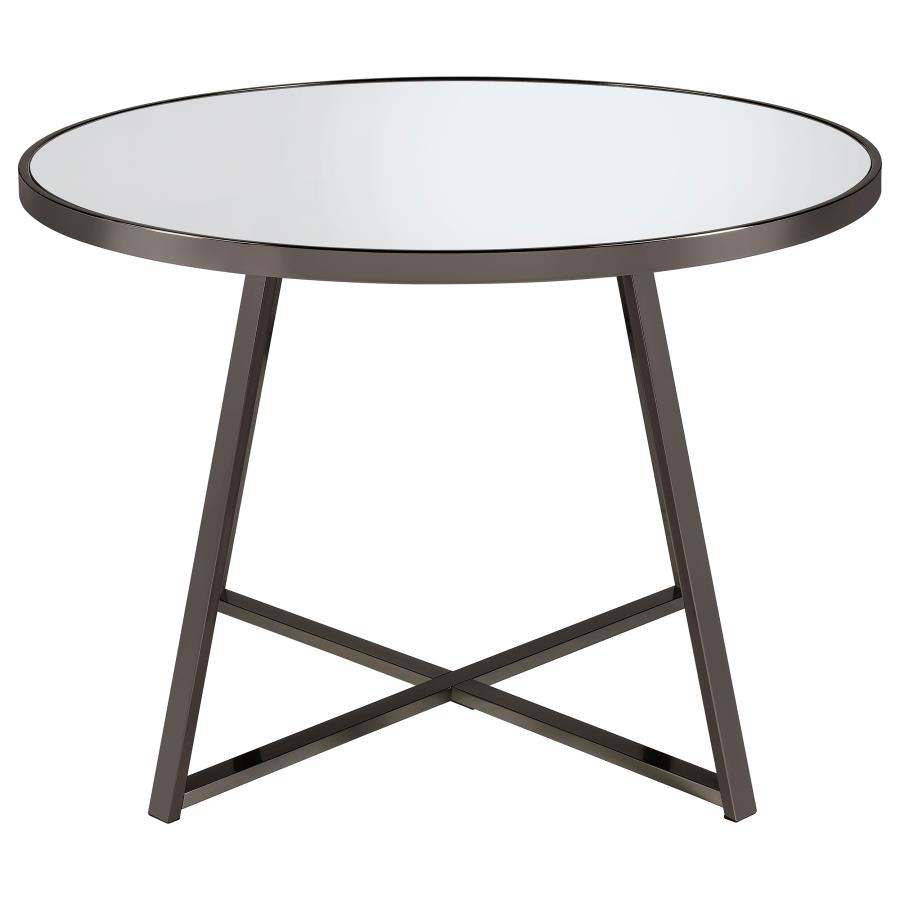 Jillian Round 45-inch Mirror Top Dining Table Black Nickel view 3
