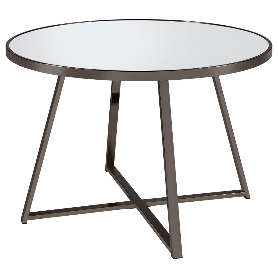 Jillian Round 45-inch Mirror Top Dining Table Black Nickel view 4