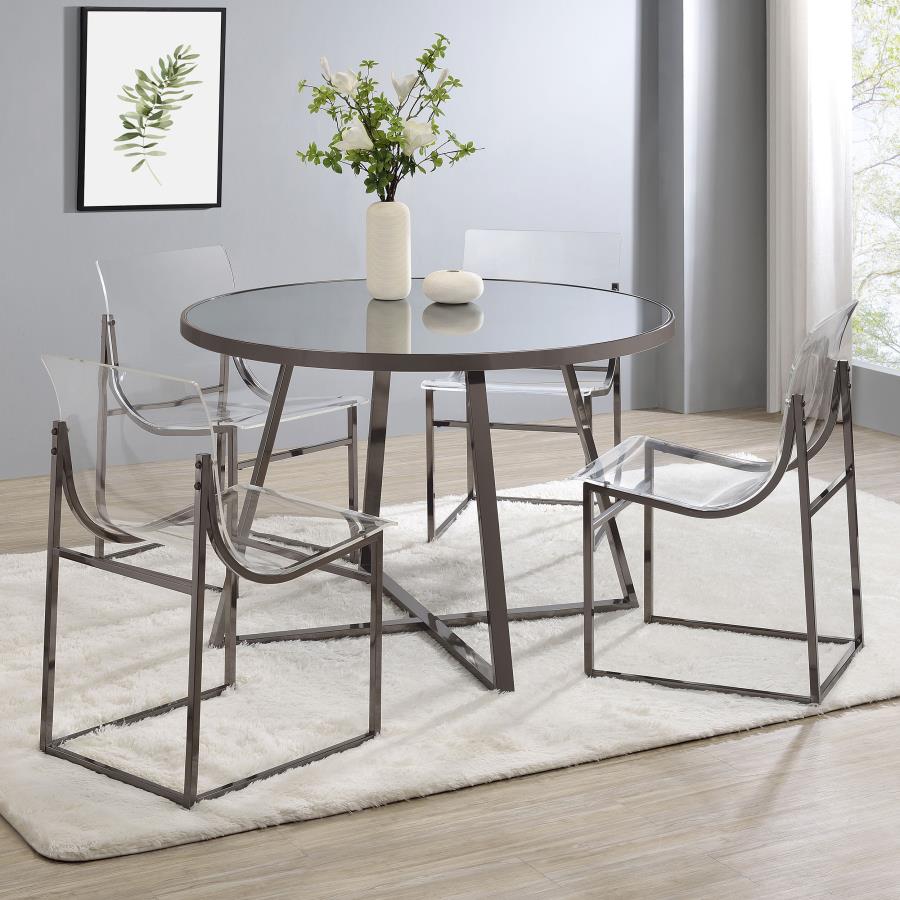 Jillian Round 45-inch Mirror Top Dining Table Black Nickel view 6