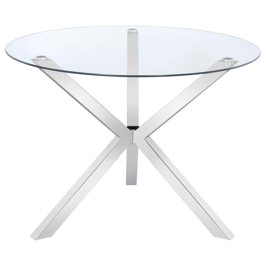 Vance Round 41-inch Glass Top Asterisk Dining Table Chrome view 3