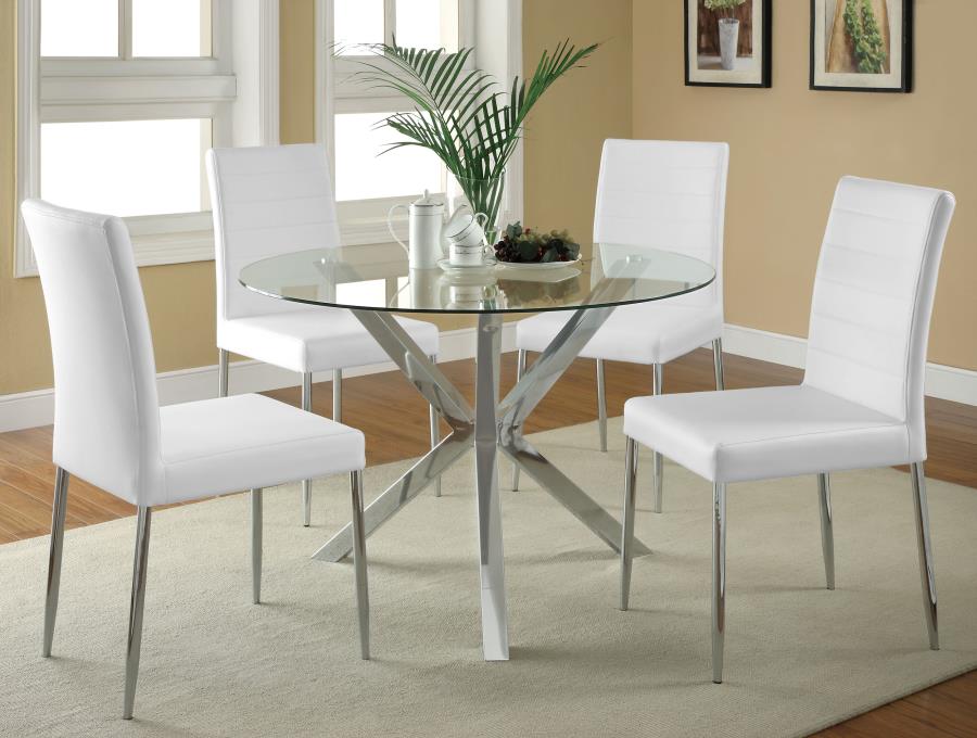 Vance Round 41-inch Glass Top Asterisk Dining Table Chrome view 5