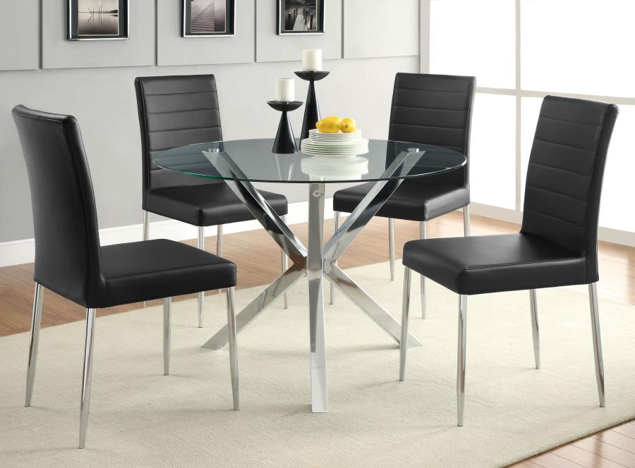 Vance Round 41-inch Glass Top Asterisk Dining Table Chrome view 6