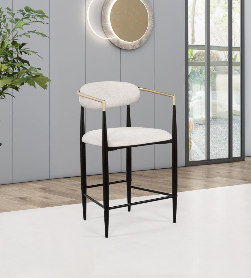 Tina Fabric Upholstered Counter Chair Beige (Set of 2) view 2