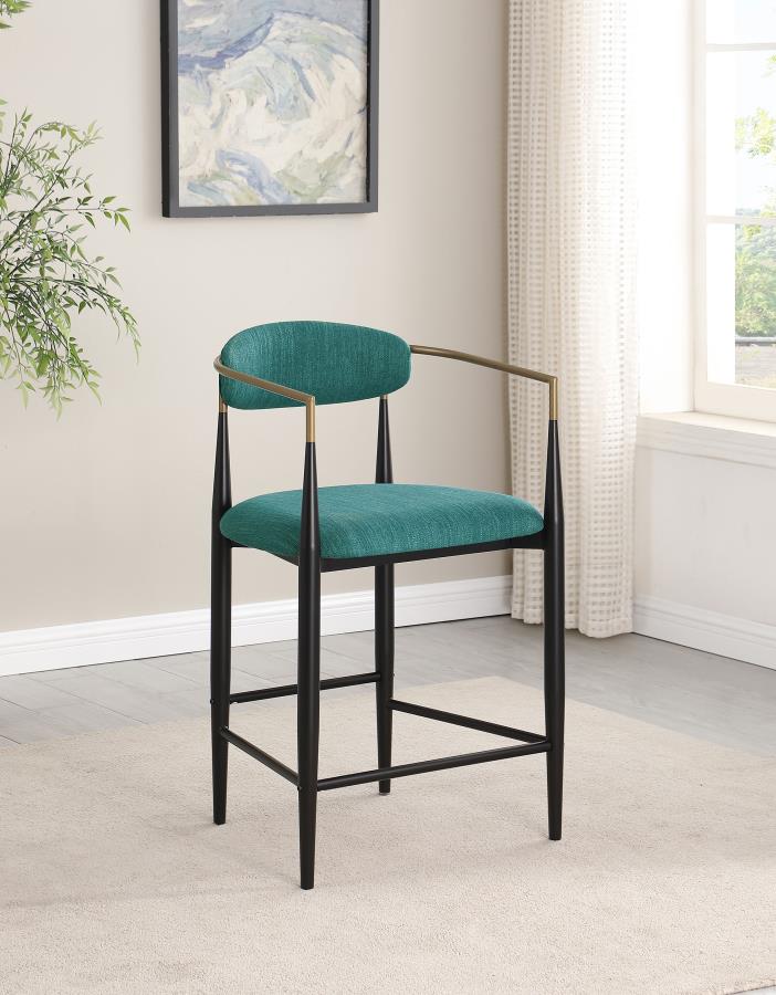 Tina Fabric Upholstered Counter Chair Green (Set of 2) view 2