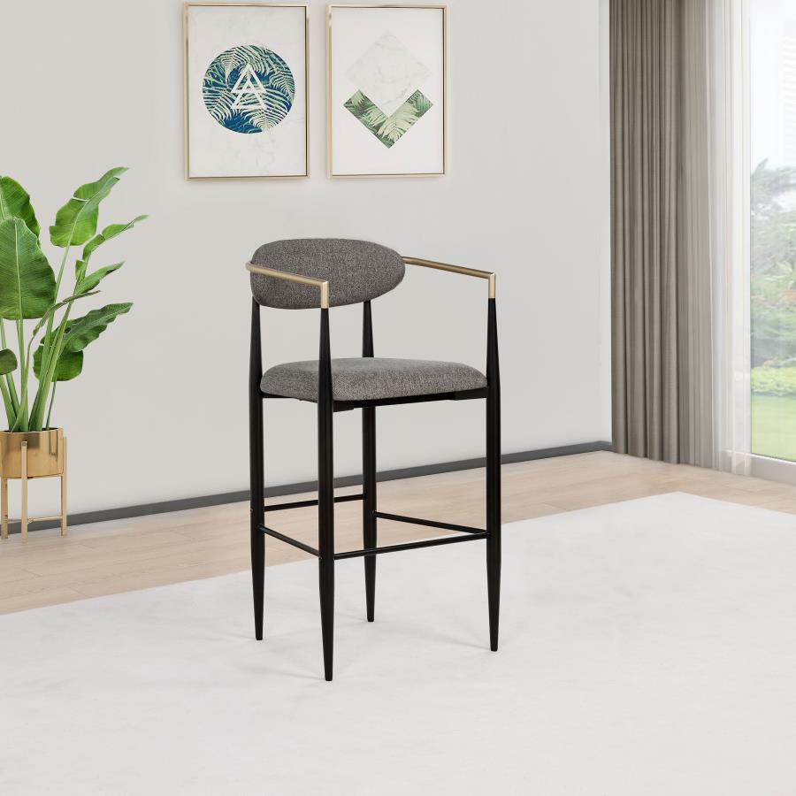 Tina Fabric Upholstered Bar Chair Dark Grey (Set of 2) view 2