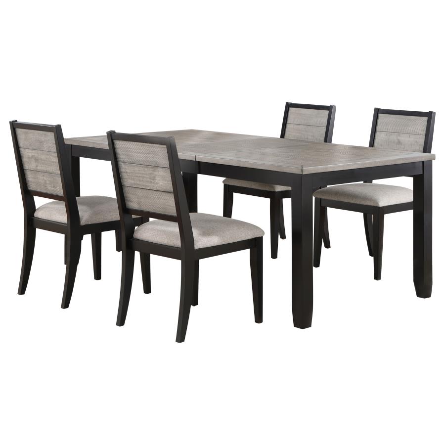 Elodie 5-piece Rectangular Extension Leaf Dining Set Black view 2