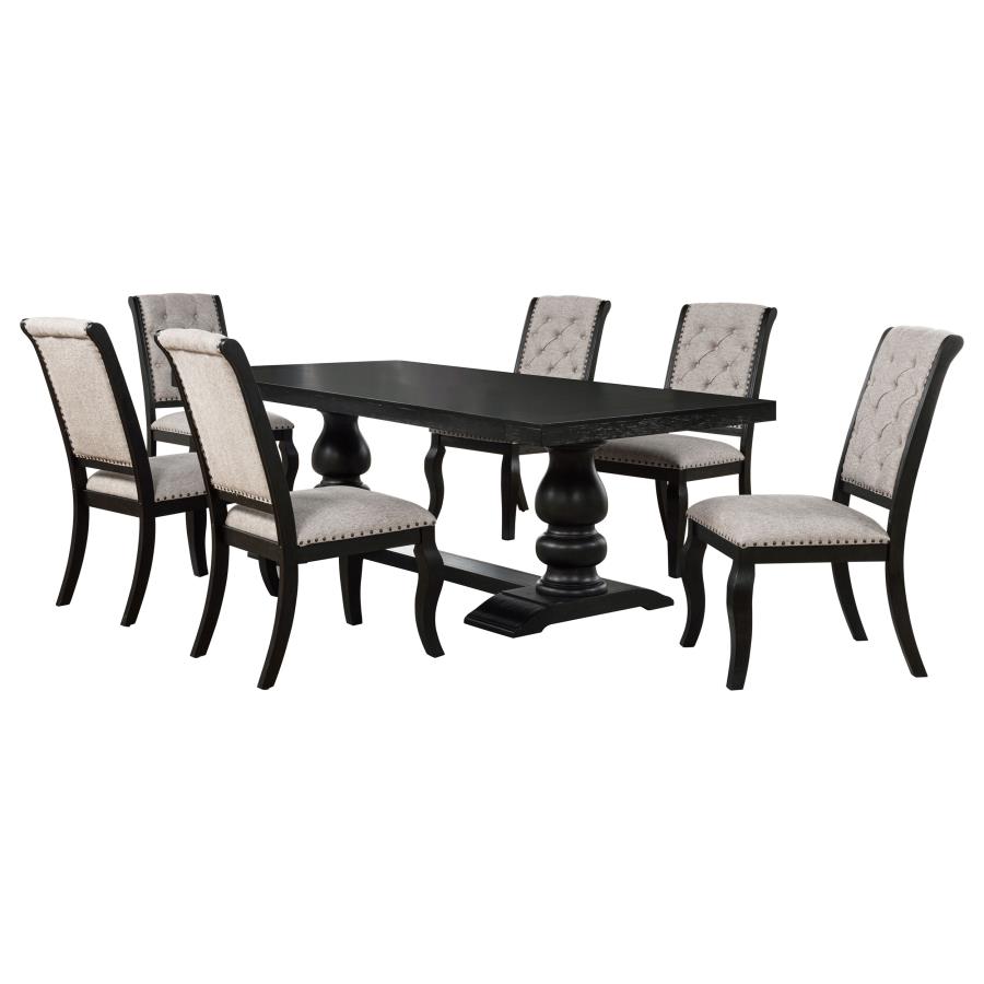 Phelps 7-piece Rectangular Dining Table Set Distressed Noir view 2