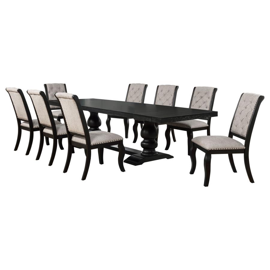Phelps 9-piece Rectangular Dining Table Set Distressed Noir view 2