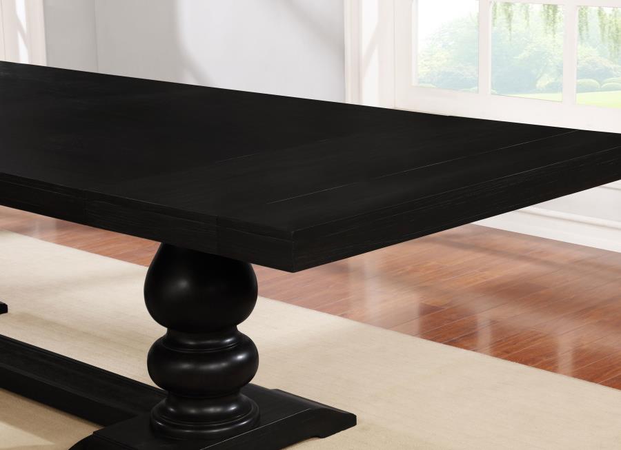 Phelps 123-inch Extension Leaf Dining Table Distressed Noir view 5